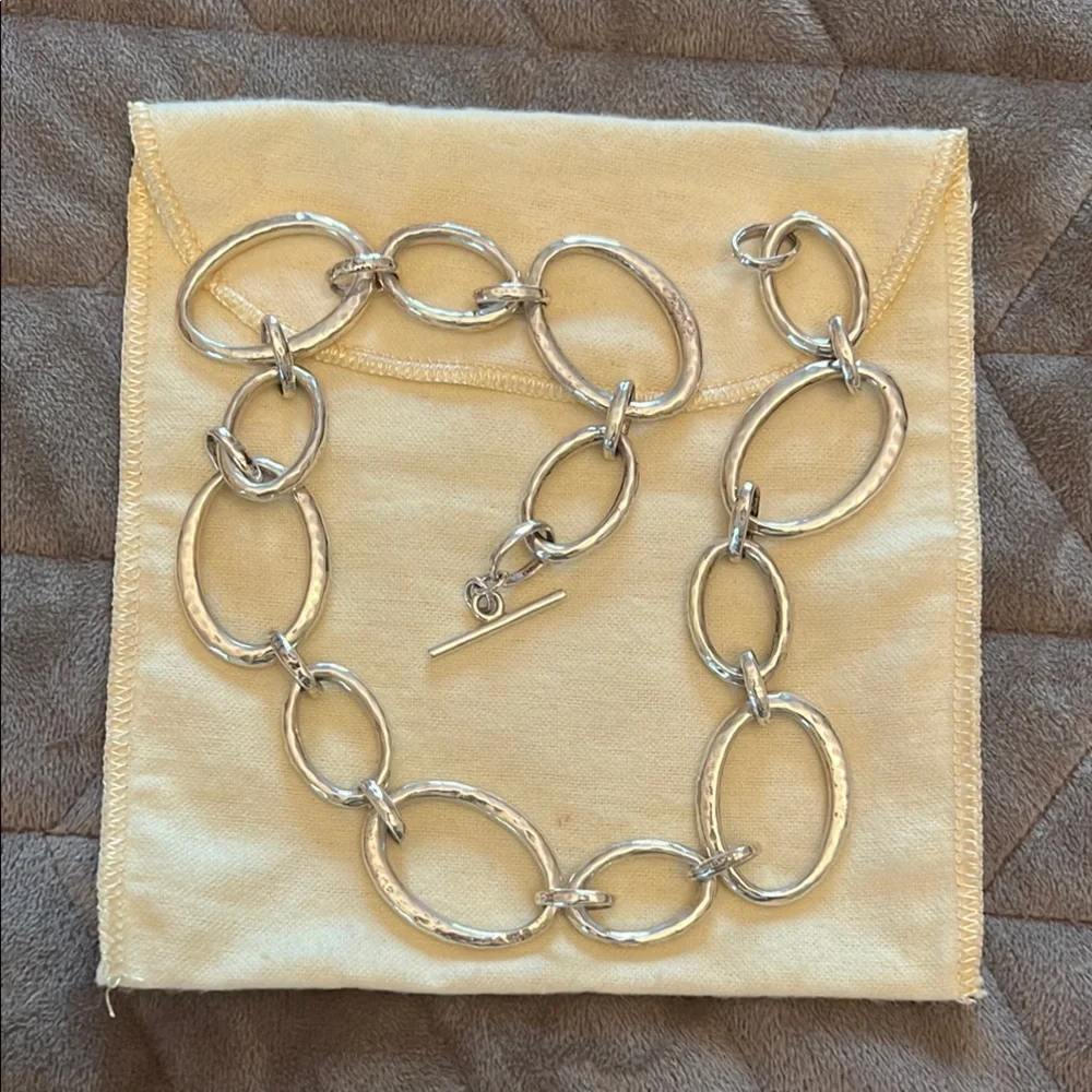James Avery Hammered Silver Stylish Oval Link Necklace 925 Retired - Picture 10 of 16